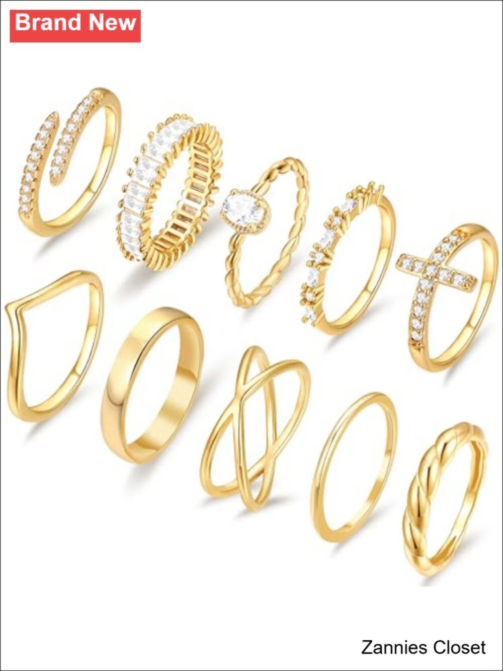 💍 10 PCS 14K Gold Plated Rings Set for Women Thumb Knuckle Stacking Rings